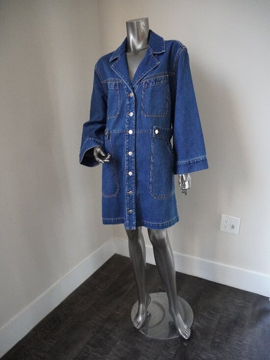 Veronica Beard McKinley Dress Blue Denim Shirt Dress Cotton Size Large - Picture 6 of 8
